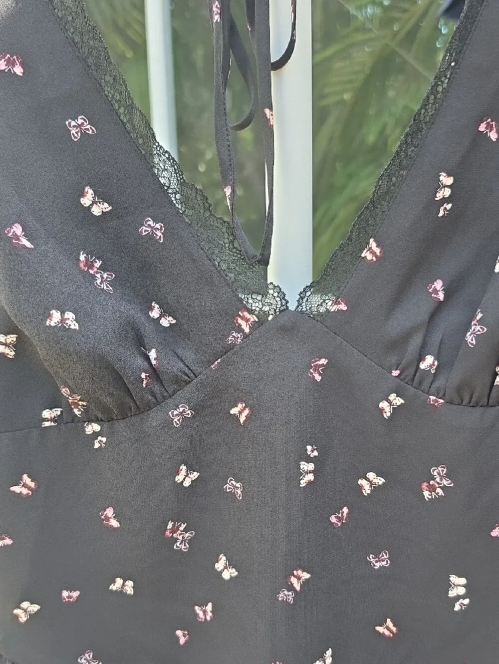 WILD FABLE Butterfly-Print Lace Trim Cami